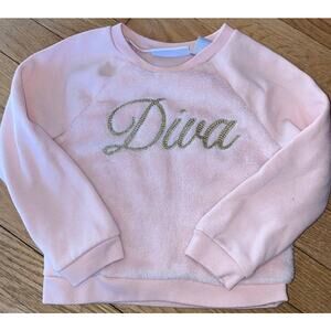 The Children’s Place Girls Pink “Diva” Plush Sweatshirt Pullover 2T